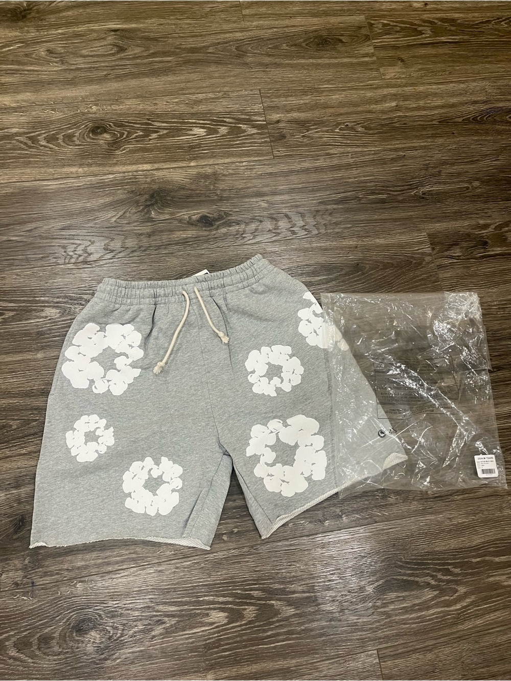 Grey Denim Tear Shorts